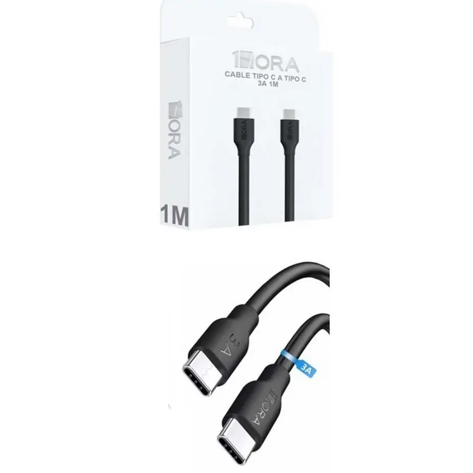 CABLE TIPO C A TIPO C 3A 1M NEGRO 1 HORA